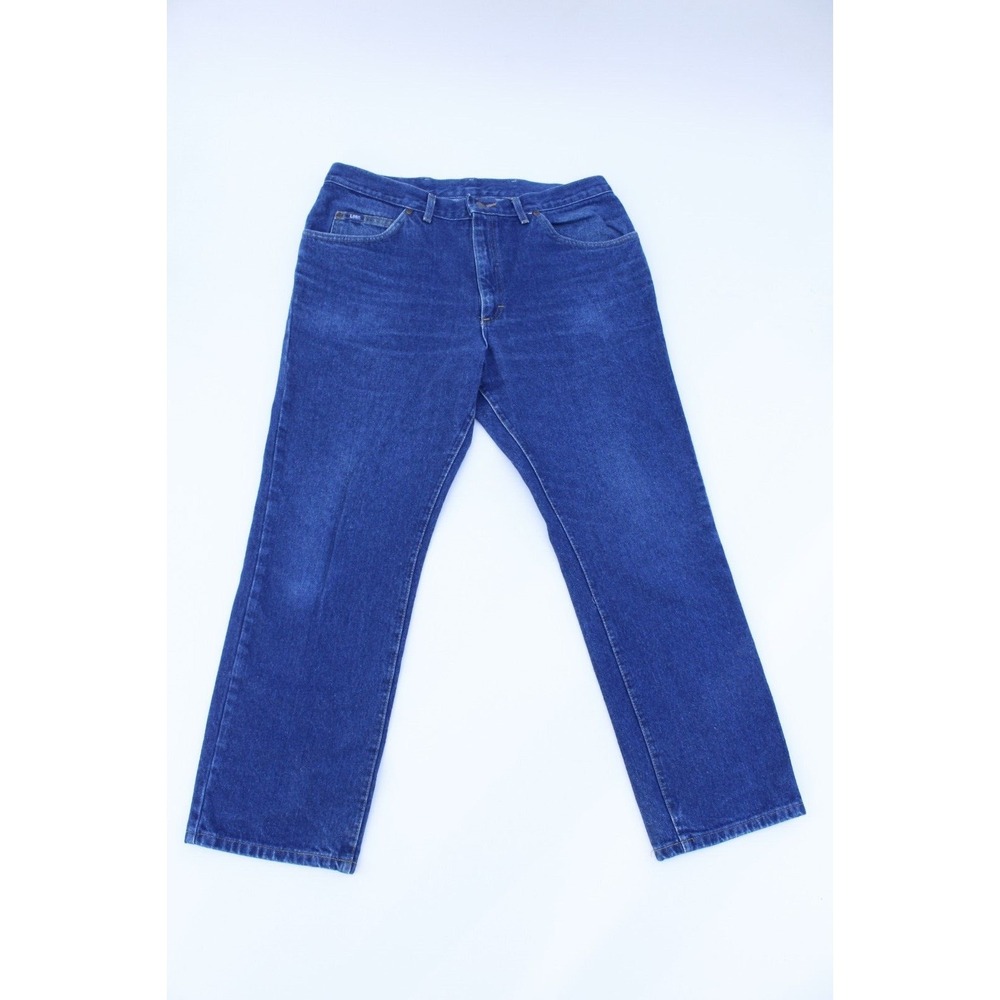 Vintage Lee Jeans Mens‎ 38x30 Dark Blue 100% Cotton Straight Leg Made In USA